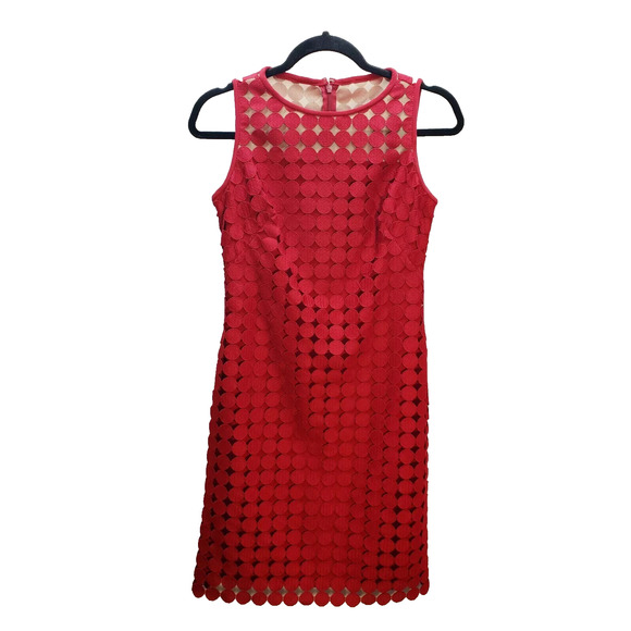 LAUREN RALPH LAUREN - LADY IN RED CIRCLES SHIFT DRESS - SZ 8 - Picture 3 of 6